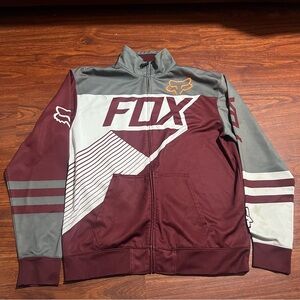 FOX Racing Y2K Active Full Zip Moto sports Jacket Burgundy Men's Size XL